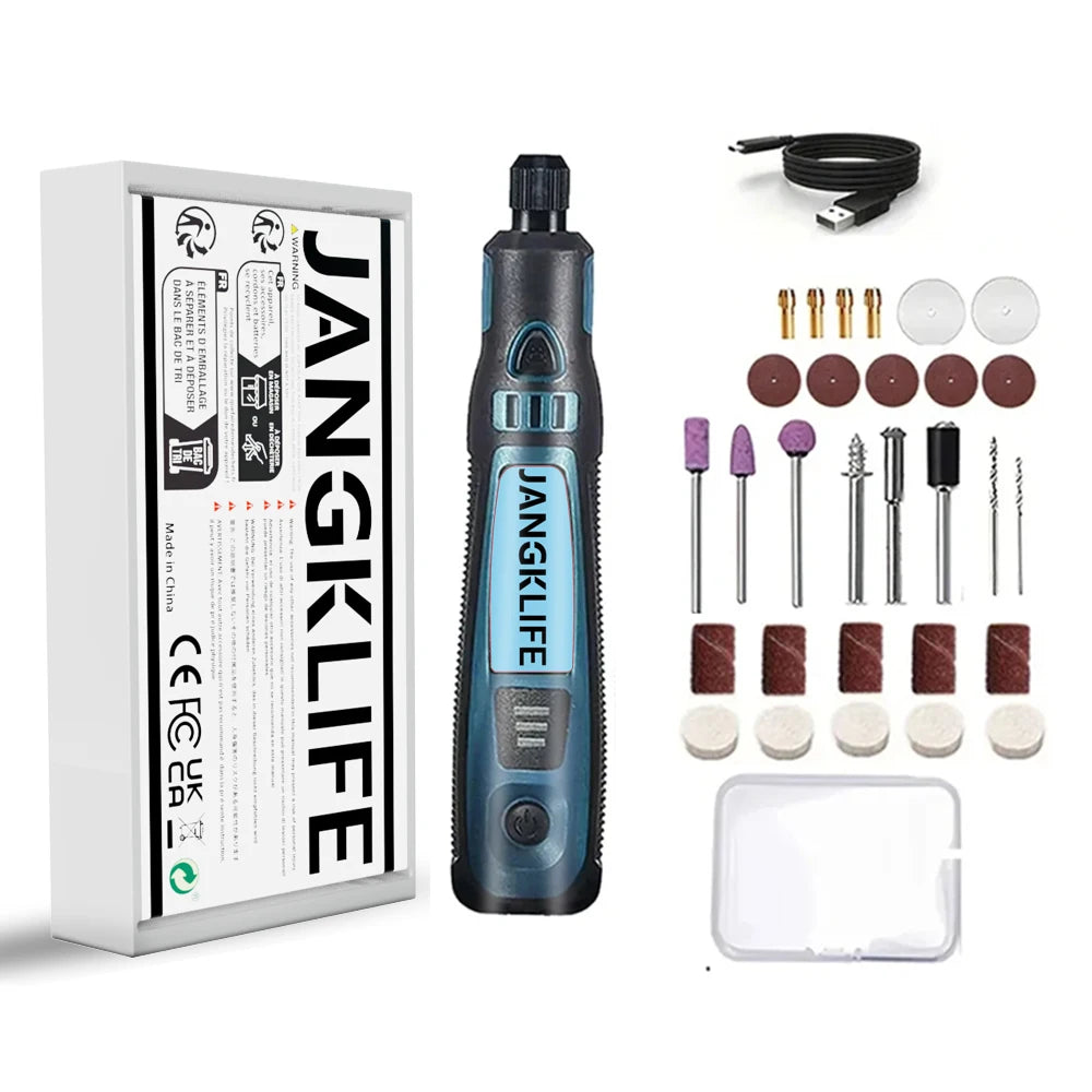 JANGKLIFE USB Cordless Rotary Tool Kit Woodworking Engraving Pen DIY For Jewelry Metal Glass Mini Wireless Drill