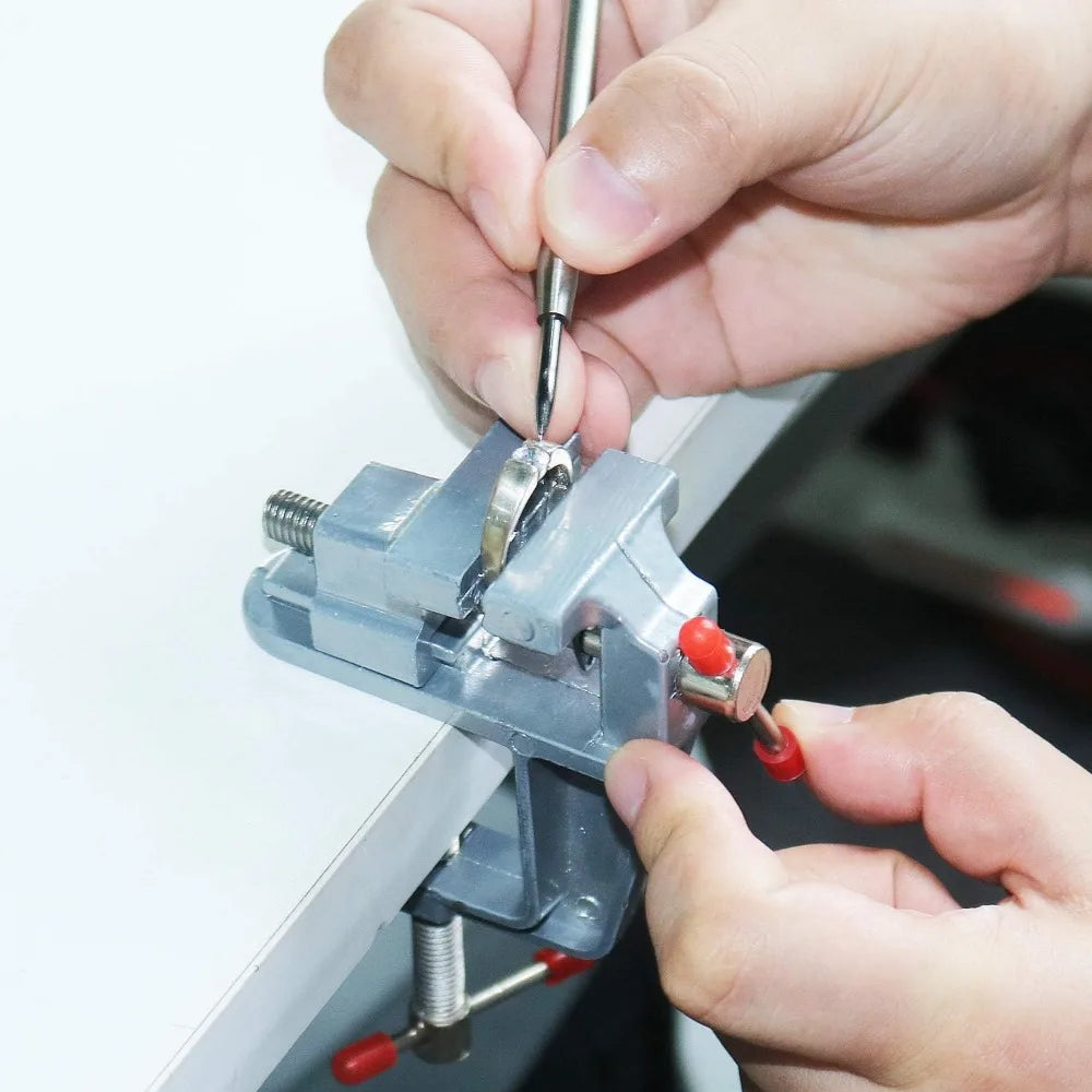 Mini Bench Vise Muliti-Funcational 3.5&quot Aluminum Miniature Small Jewelers Hobby Clamp On Table Flat Pliers Tool Vice