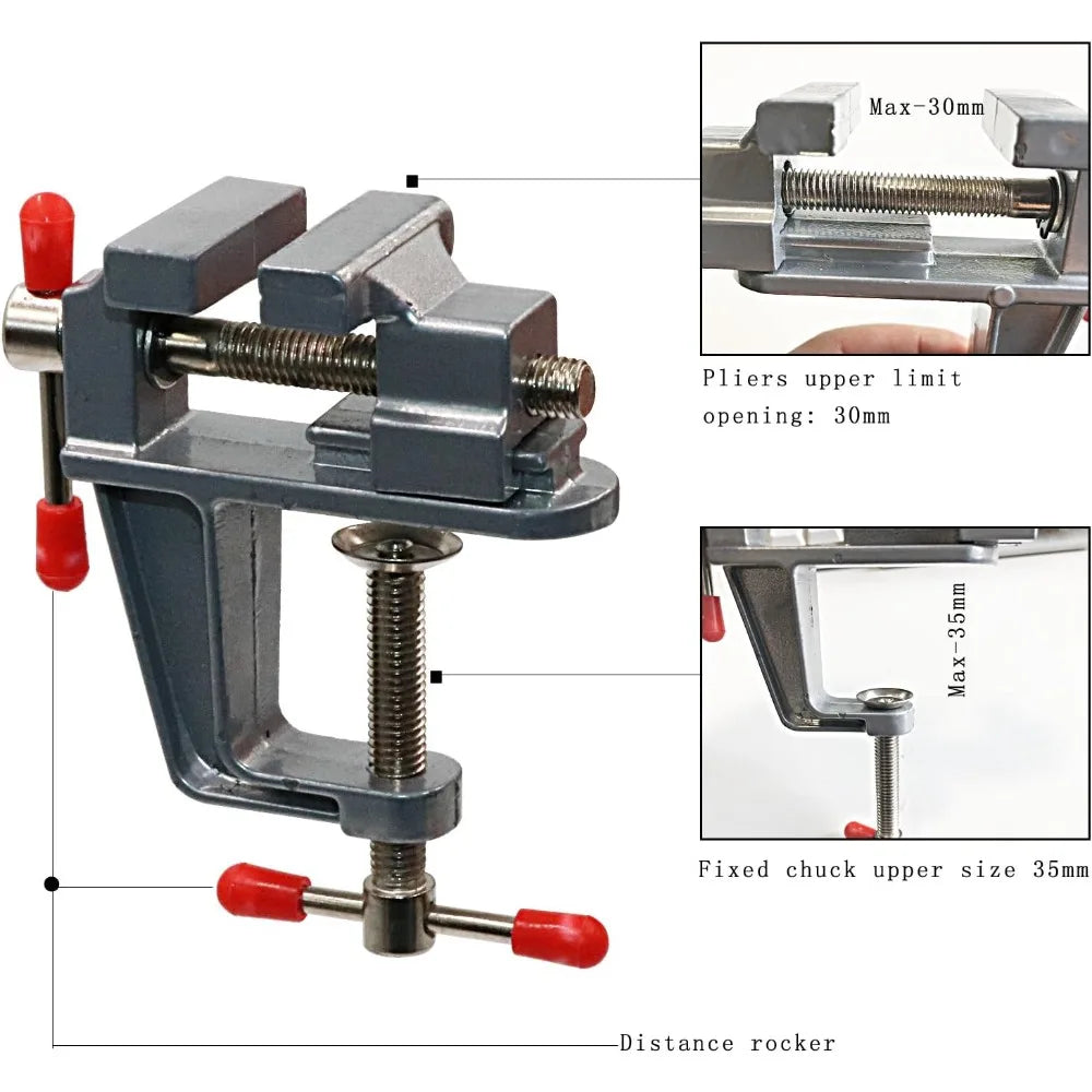 Mini Bench Vise Muliti-Funcational 3.5&quot Aluminum Miniature Small Jewelers Hobby Clamp On Table Flat Pliers Tool Vice